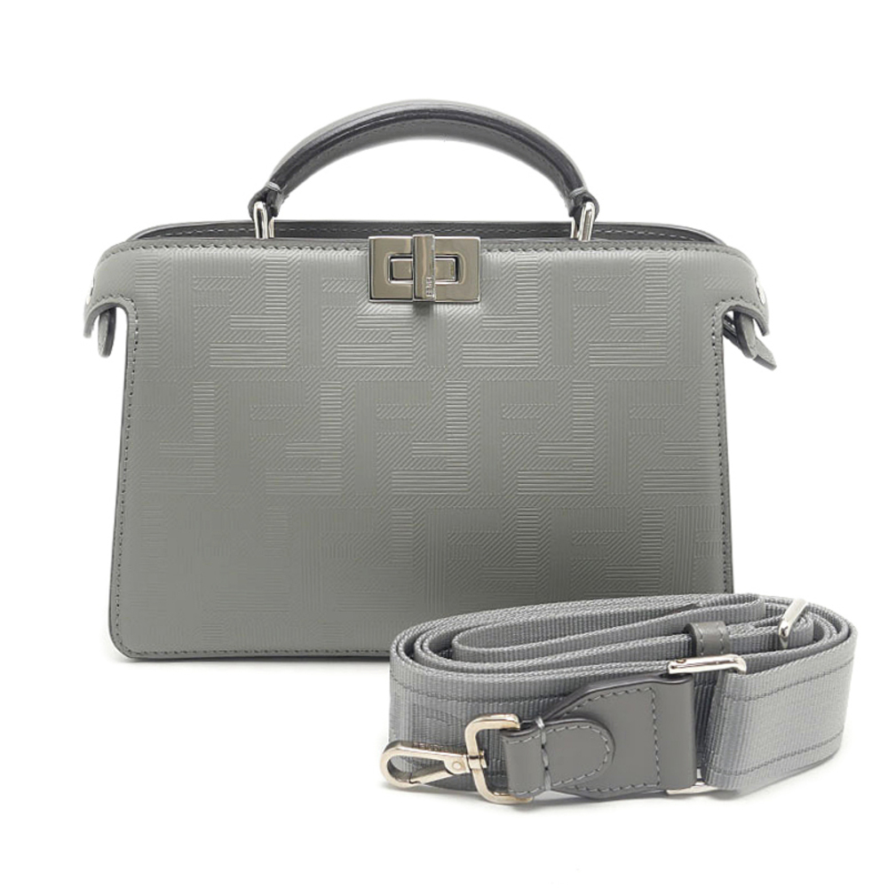 Fendi Peekaboo ISee U Cross Shoulder Bag Gray